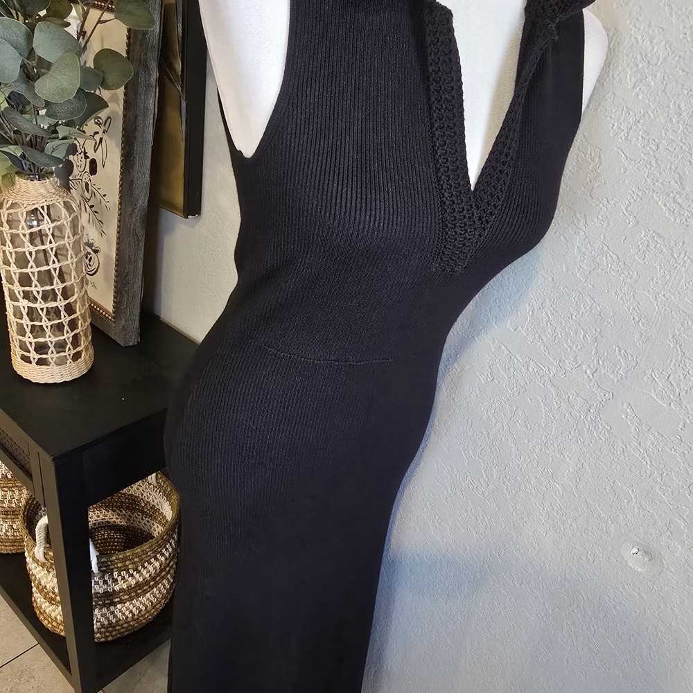 Brave + True Women's Mimi Split VNeck Sleeveless Sweater Rib Bodycon Midi Dress - Picture 4 of 9